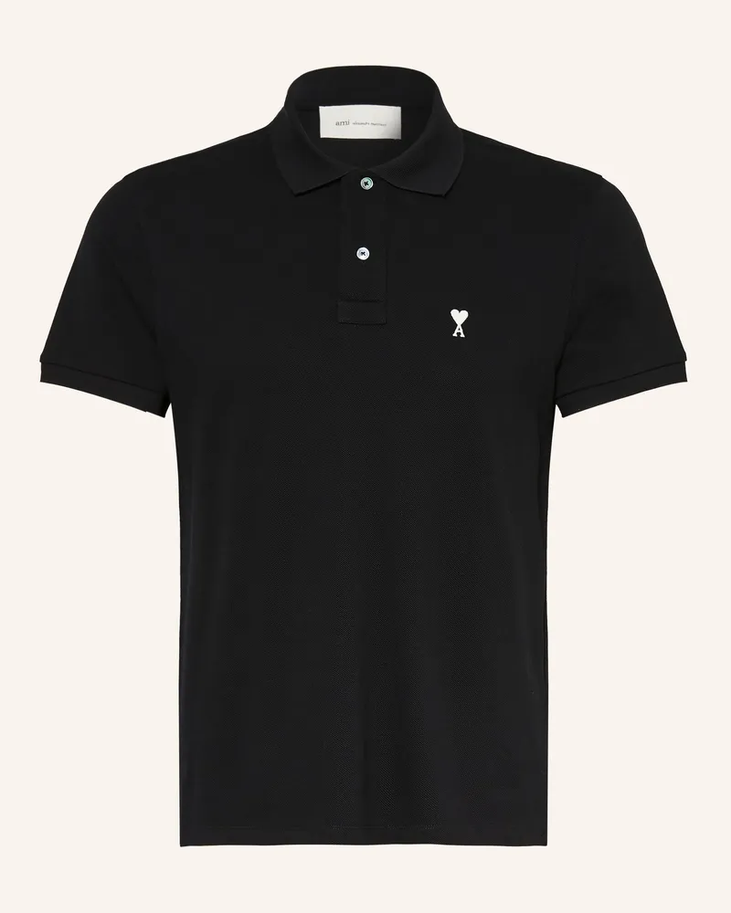 AMI Paris Piqué-Poloshirt schwarz Schwarz