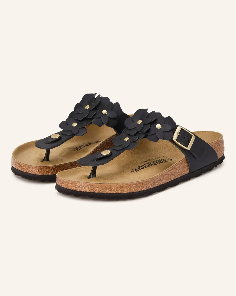 Birkenstock Zehentrenner GIZEH FLOWER mit Nieten Schwarz