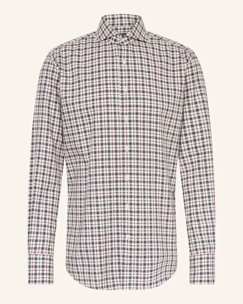 Artigiano  Flanellhemd Classic Fit beige Weiss