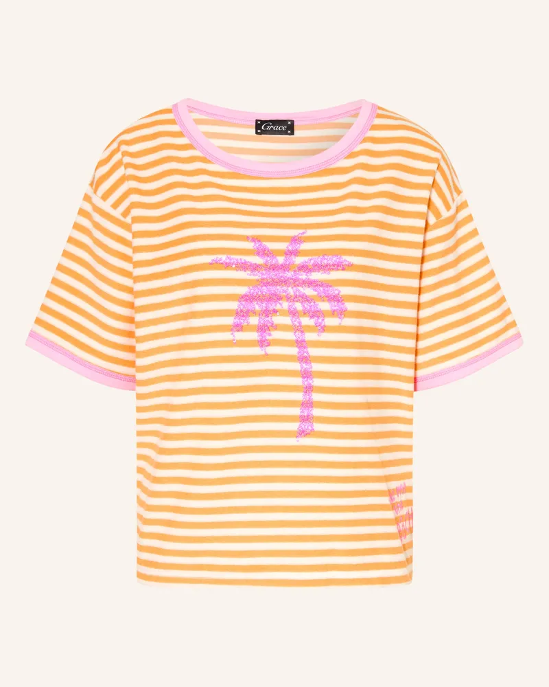 Grace T-Shirt Aus Frottee Mit Pailletten orange Dunkelorange