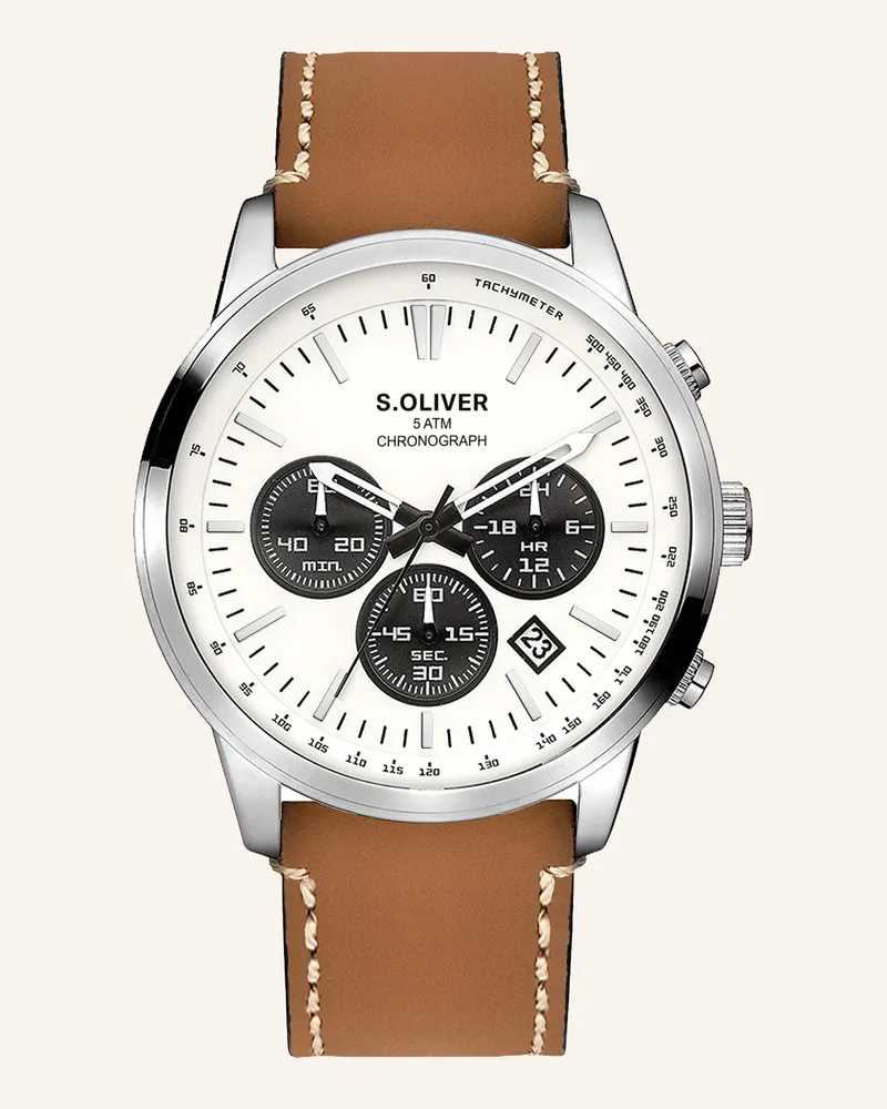 S.Oliver Armbanduhr  Aus  Kunstleder braun Braun