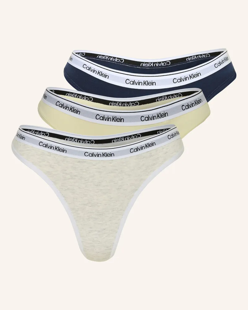 Calvin Klein 3er-Pack Strings Icon Logo gelb Hellgelb