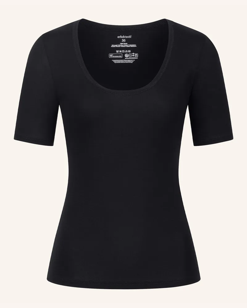 Ehrlich Textil Light Touch Tiefausgeschnittenes T-Shirt Mit Lyocell - Seidig Weich schwarz Schwarz