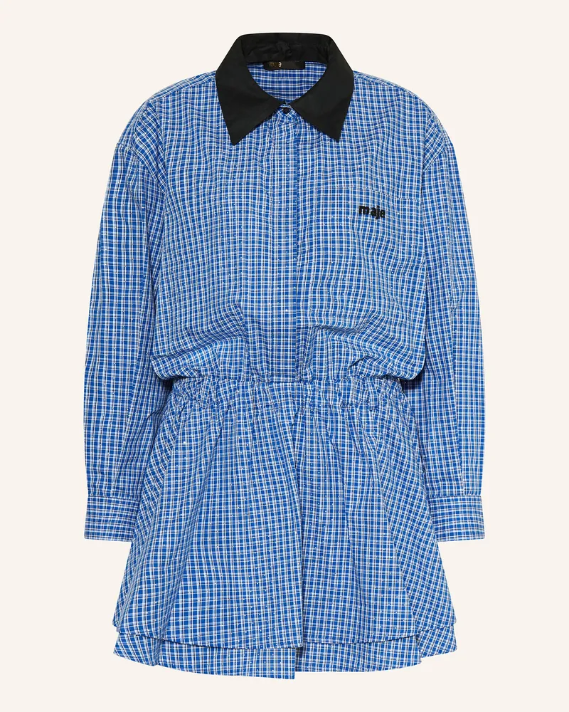 Maje Hemdblusenkleid mit Schmucksteinen Blau
