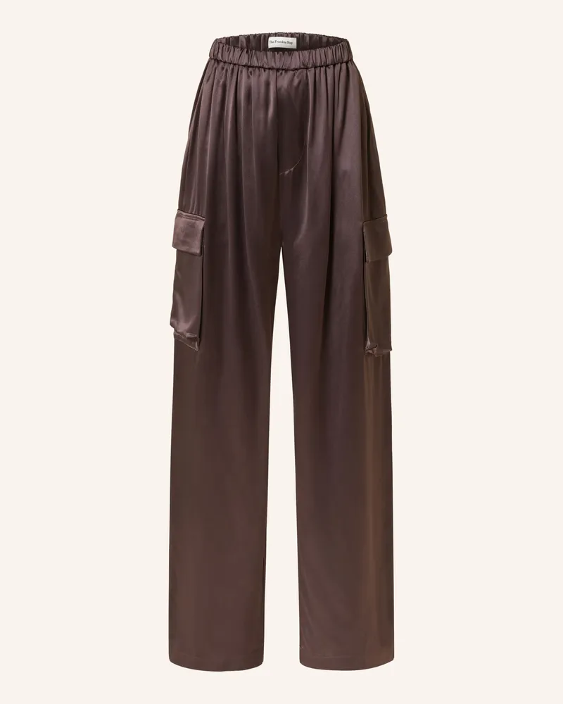 FRANKIE Shop Cargohose Delny Aus Satin braun Dunkelbraun
