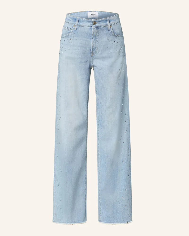 Cambio Wide Leg Jeans AIMEE mit Schmucksteinen 5231