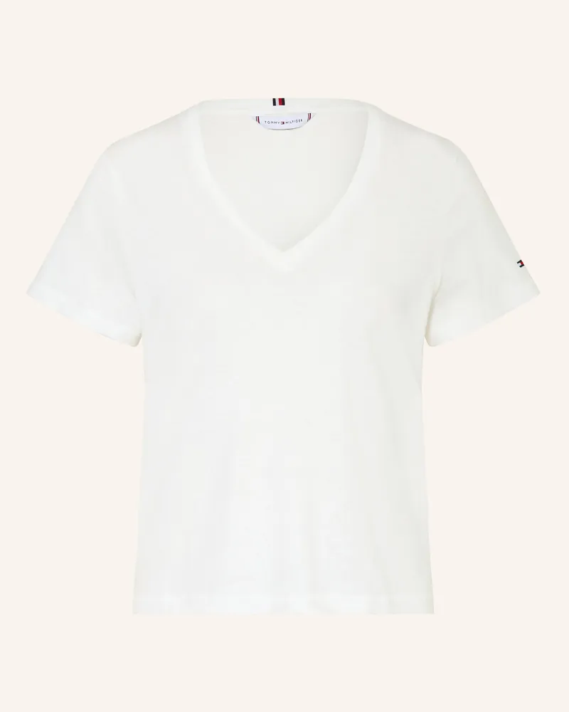 Tommy Hilfiger T-Shirt Mit Leinen weiss Weiss