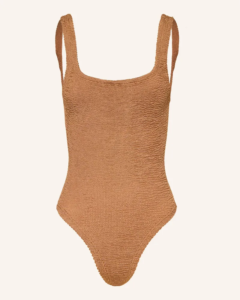 Hunza G Badeanzug Square Neck braun Cognac