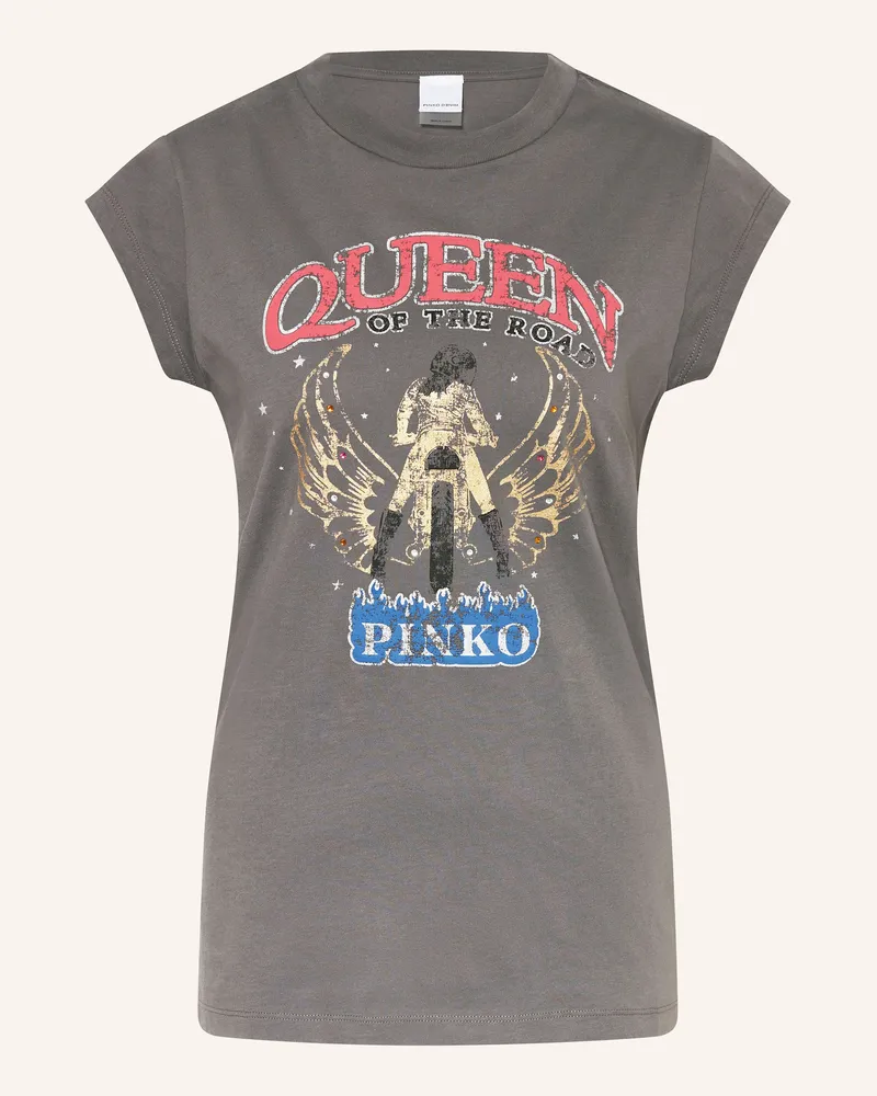 Pinko T-Shirt mit Schmucksteinen Dunkelgrau