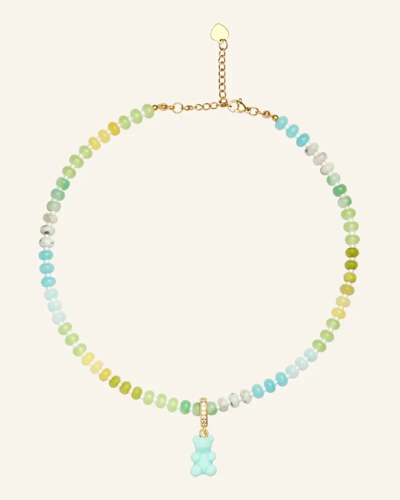 CRYSTAL HAZE Halsketten Tropical Nostalgia Bear Necklace Blue By Glambou gold Gold