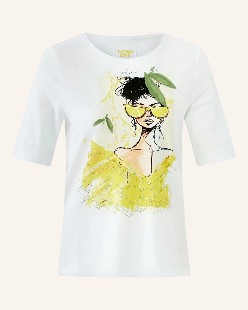Oui  T-Shirt Mit Schmucksteinen weiss Weiss
