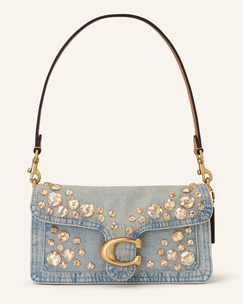 Coach Schultertasche TABBY mit Schmucksteinen Hellblau