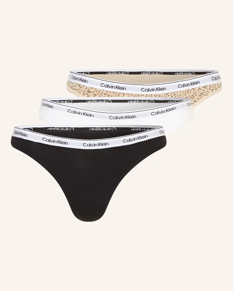 Calvin Klein 3er-Pack Strings Icon Logo braun Schwarz