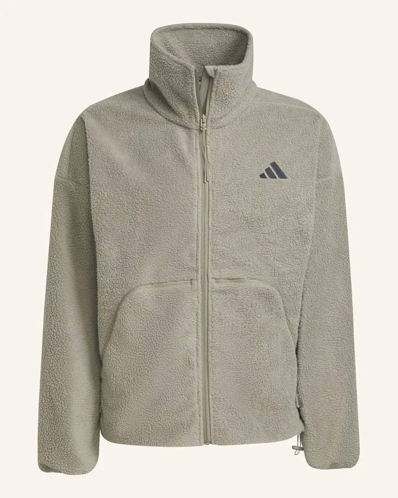 adidas CITY TECH HIGH PILE FLEECEJACKE MIT DURCHGEHENDEM REISSVERSCHLUSS Silber