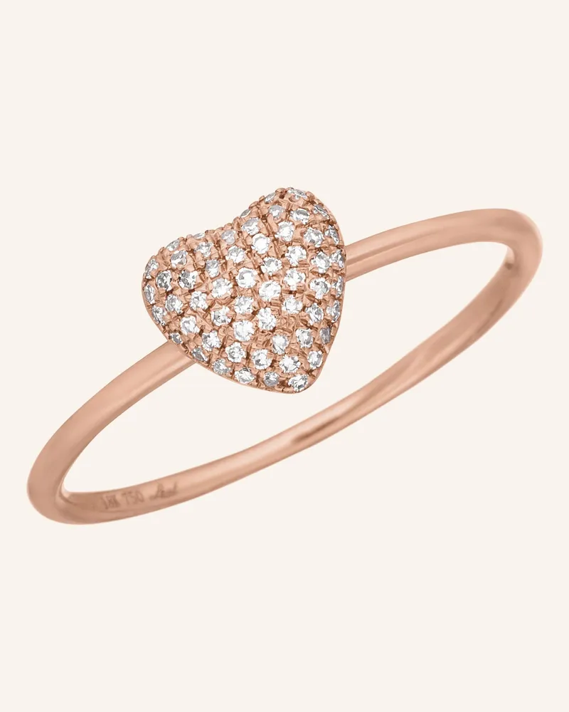 Leaf Ring Heart Aus 18 Karat Rosegold Mit Diamanten rosegold Roségold