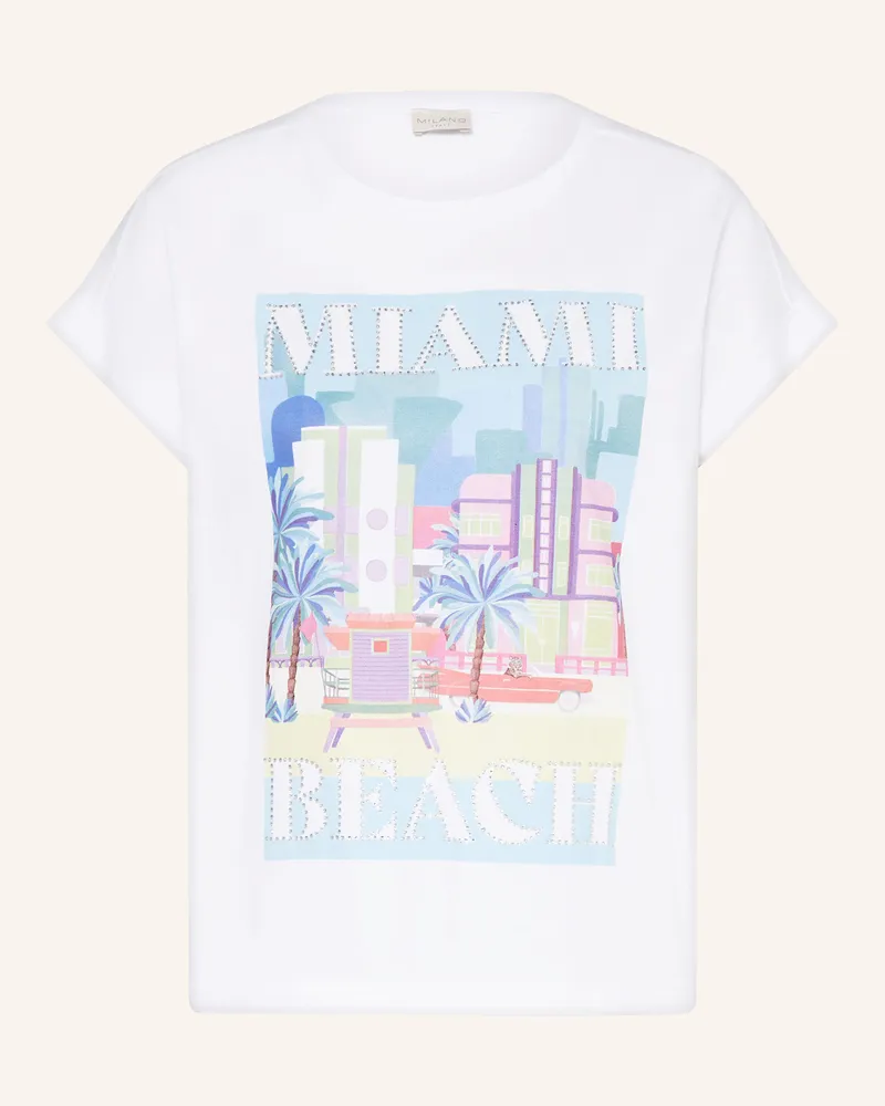 Milano Italy T-Shirt mit Schmucksteinen Weiss