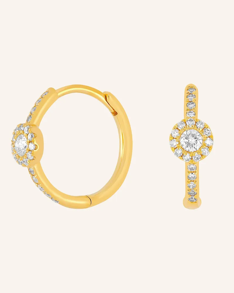 Leaf Creolen PAVE II aus 14 Karat Gelbgold mit Diamanten Gold