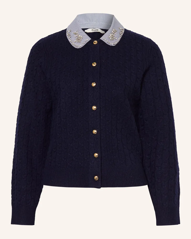Maje Strickjacke Mit Abnehmbarem Kragen Und Schmucksteinen blau Dunkelblau