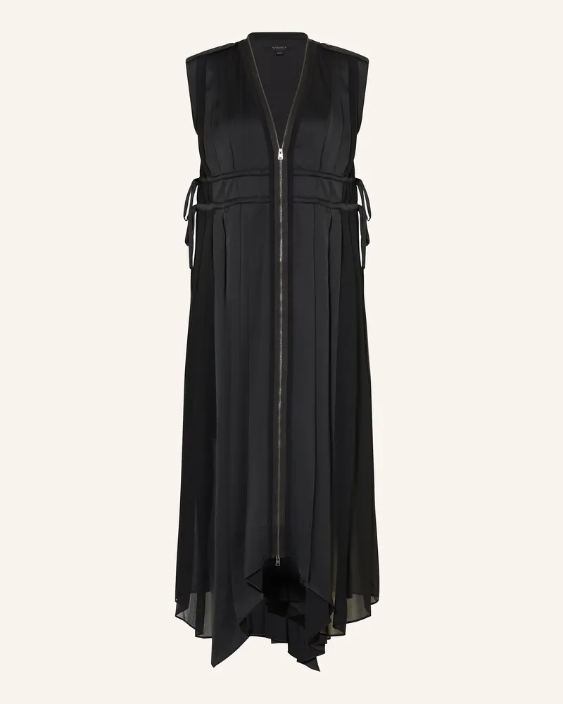 AllSaints Plisseekleid AMALA im Materialmix Schwarz