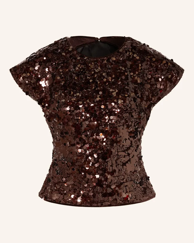 Ganni Blusenshirt Aus Samt Mit Pailletten rot Dunkelbraun