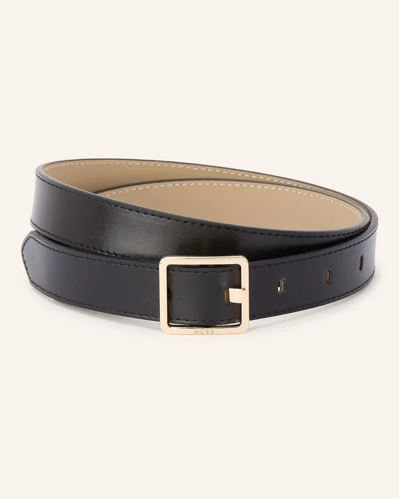 HUGO BOSS Ledergürtel Eleri schwarz Schwarz