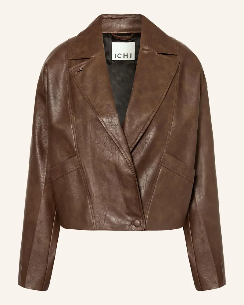 ICHI Kastenjacke Ihkilavi In Lederoptik braun Dunkelbraun