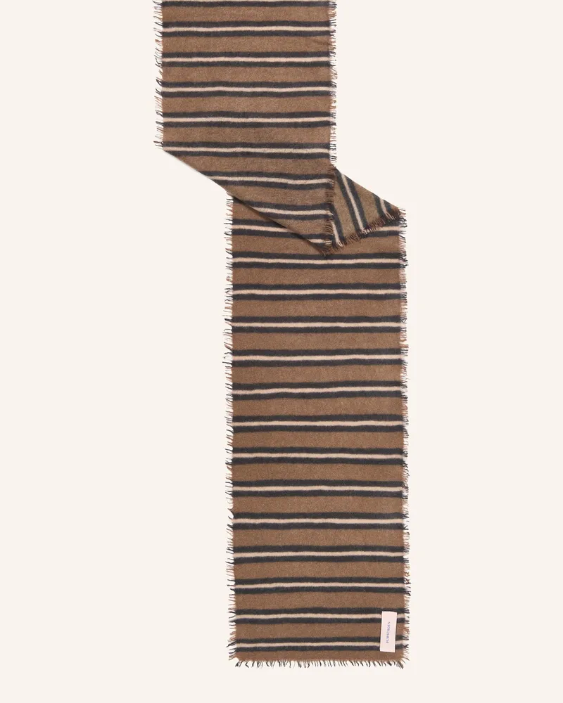 Puschoen Cashmere-Schal Slim Carmel Stripes gruen Grün