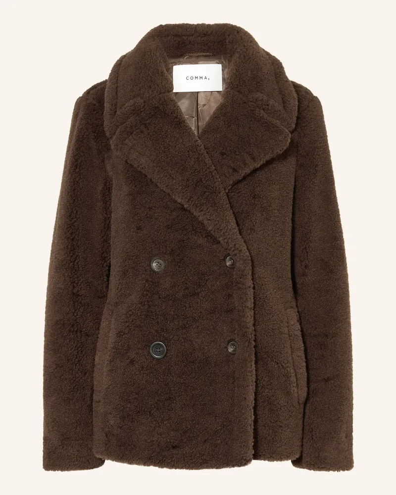 COMMA Teddyfell-Jacke Dunkelbraun