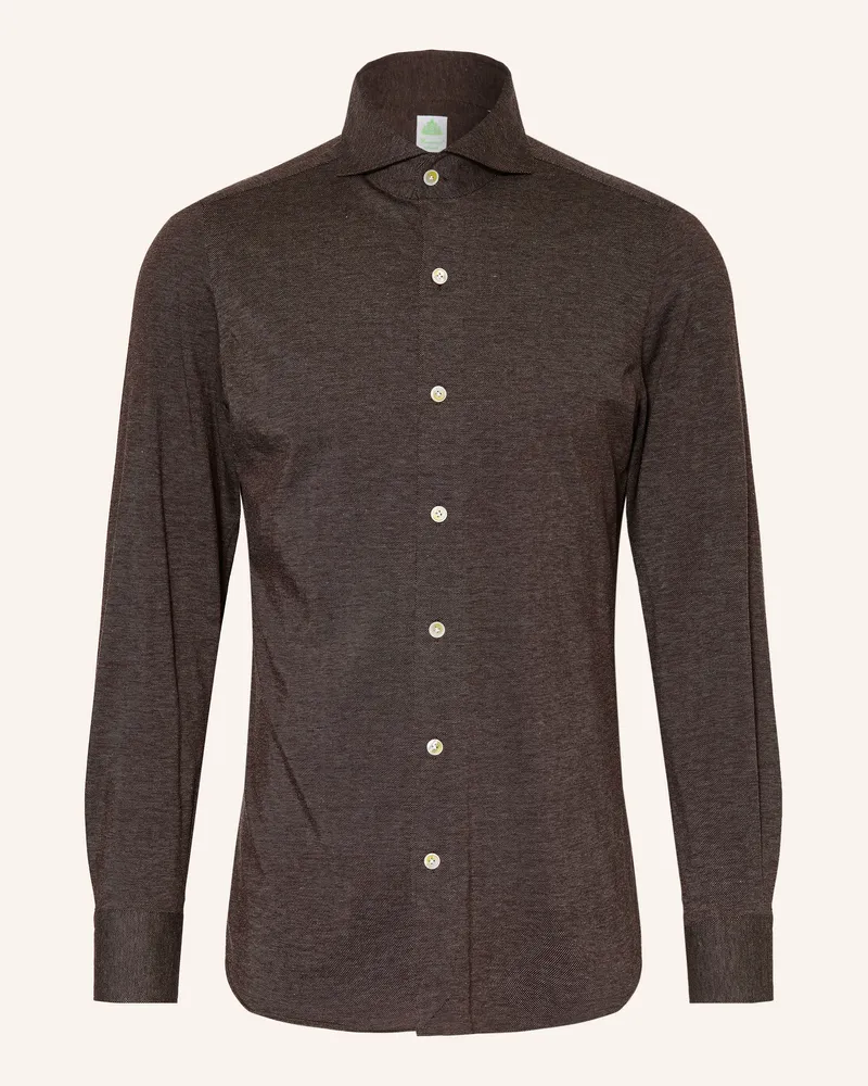 Finamore 1925 Hemd Toronto Sergio Slim Fit braun Dunkelbraun