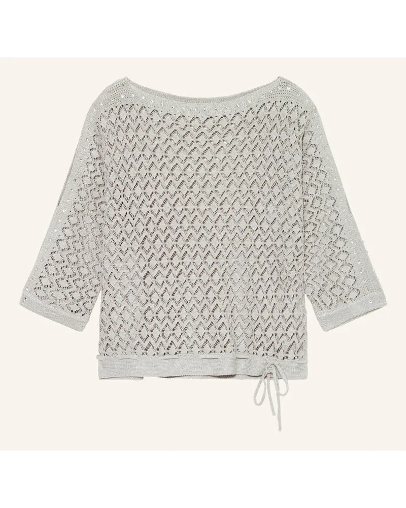 Betty Barclay Pullover mit Schmucksteinen und Glitzergarn Grau