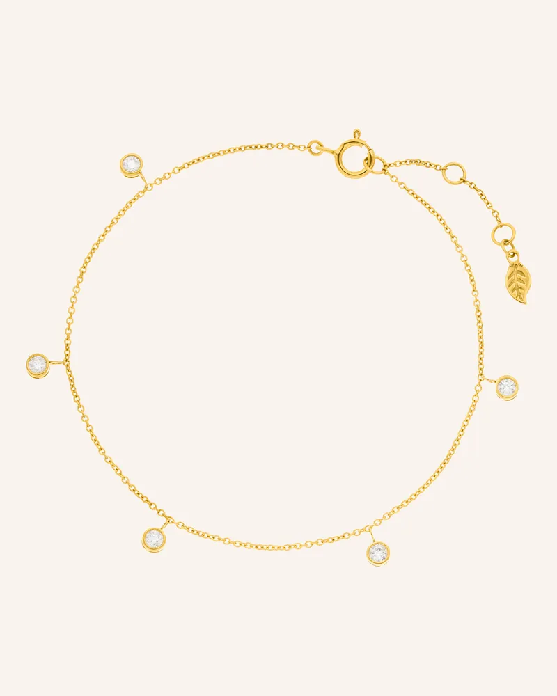Leaf Armband MY FIRST DIAMOND Charms aus 14 Karat Gelbgold mit Diamanten Gold