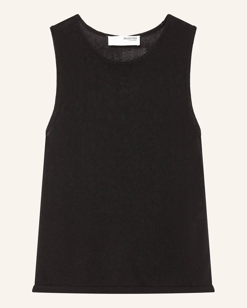 Selected Stricktop schwarz Schwarz