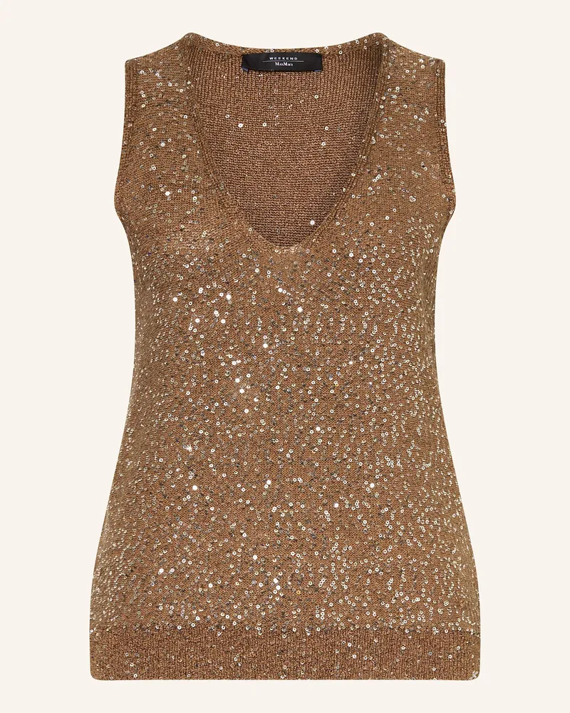 Max Mara Stricktop ACAICI mit Pailletten Beige
