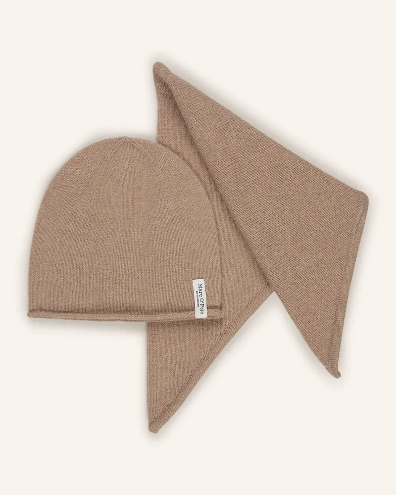 Marc O'Polo Set: Dreiecktstuch Und Mütze beige Taupe