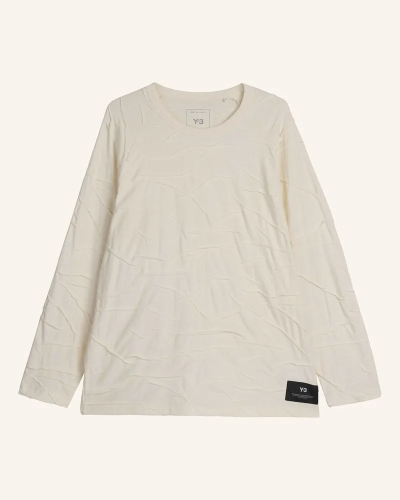 Y-3 Y-3 Plissiertes Oversize Langarmshirt weiss Weiss