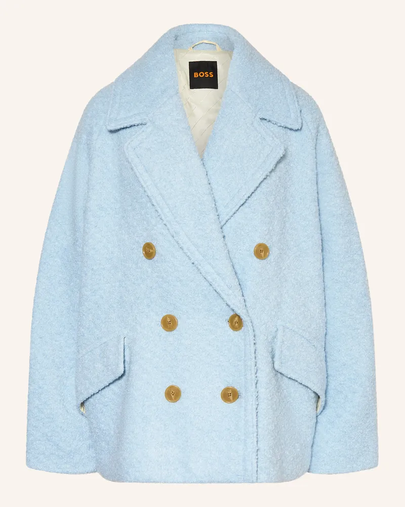 HUGO BOSS Cabanjacke CABANI aus Bouclé Hellblau