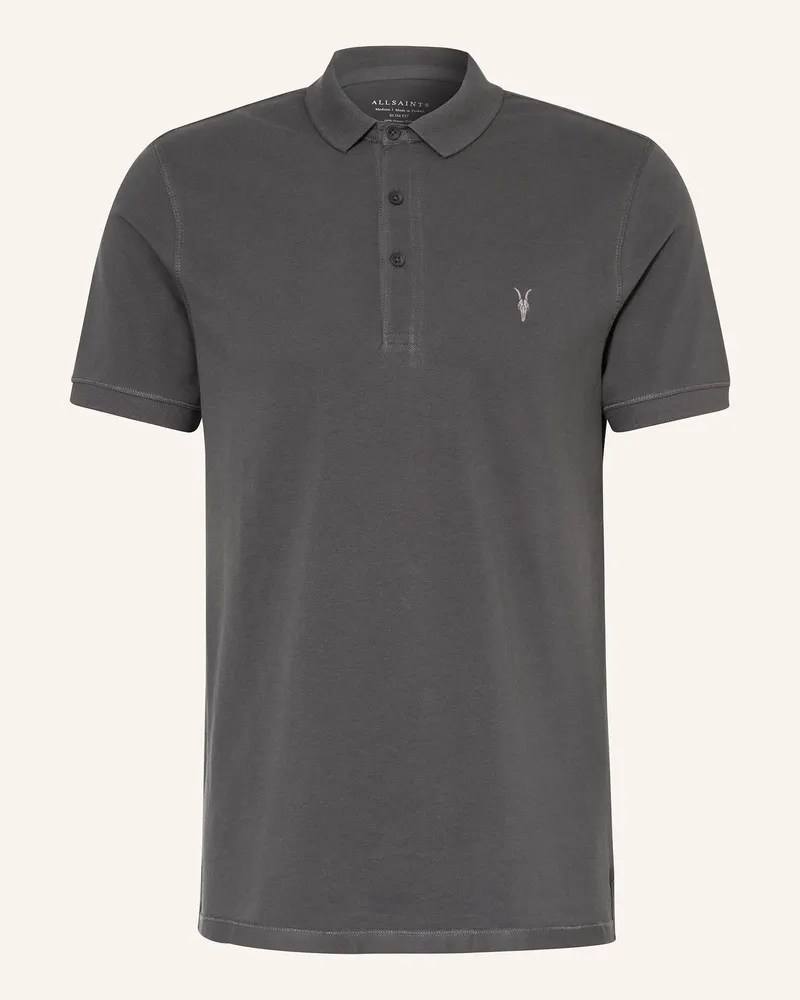 AllSaints Piqué-Poloshirt Reform Slim Fit grau Dunkelgrau