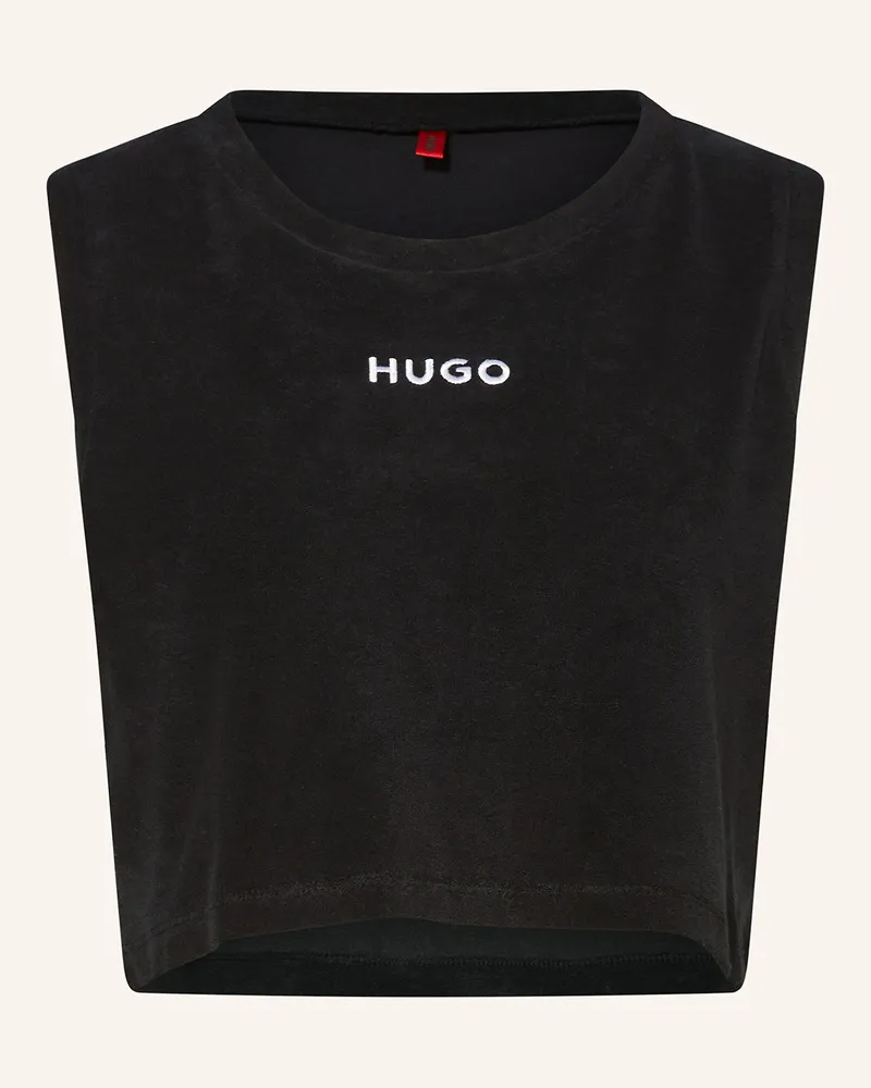 HUGO BOSS Cropped-Top BONNIE aus Frottee Schwarz