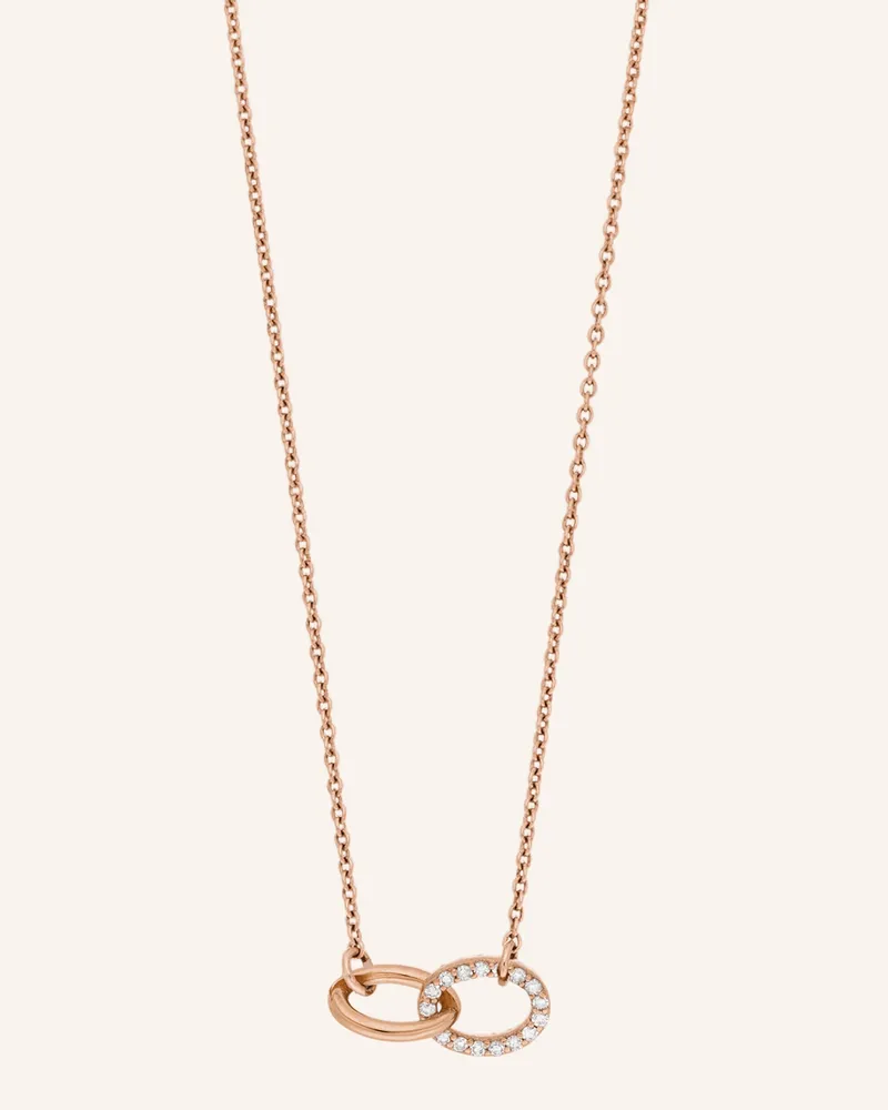 Leaf Halskette ETERNAL TOUCH aus 14 Karat Roségold mit Diamanten Roségold