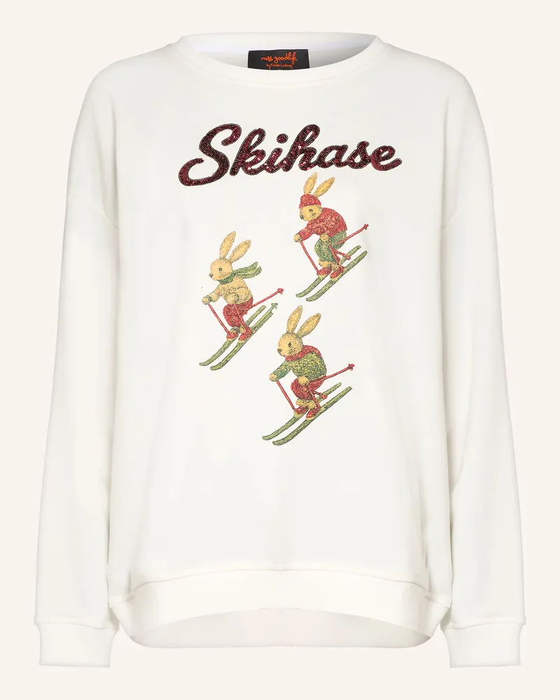 Miss Goodlife Sweatshirt Mit Pailletten weiss Ecru