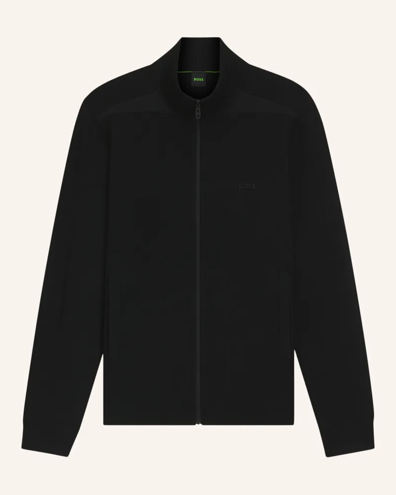 HUGO BOSS Strickjacke KN_LEAGUE FZ Regular Fit Schwarz