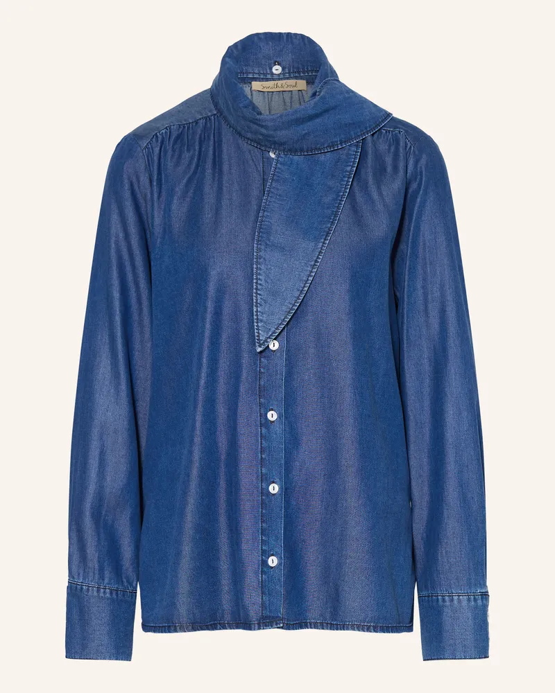 Smith & Soul Bluse In Jeansoptik Mit Abnehmbarer Schluppe blau Dunkelblau