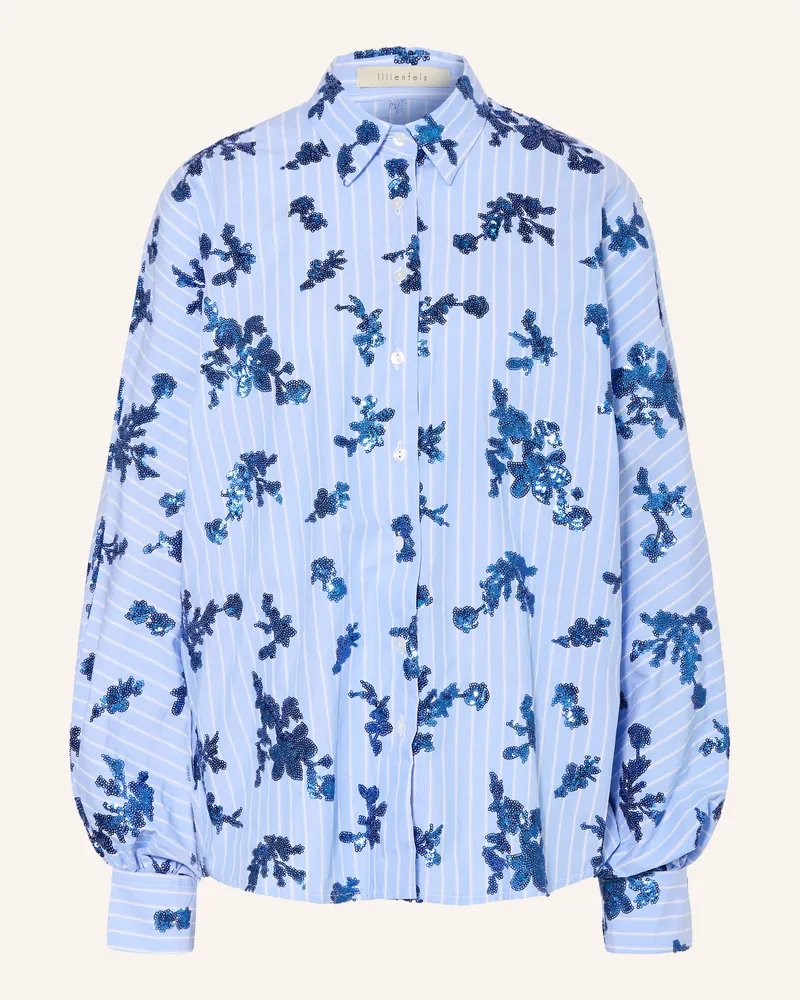 lilienfels Oversized-Hemdbluse Mit Pailletten blau Hellblau