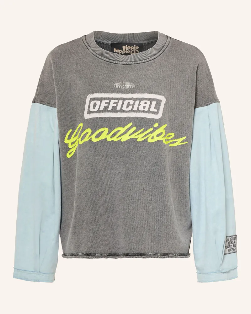 Yippie Hippie Sweatshirt Im Materialmix grau Grau