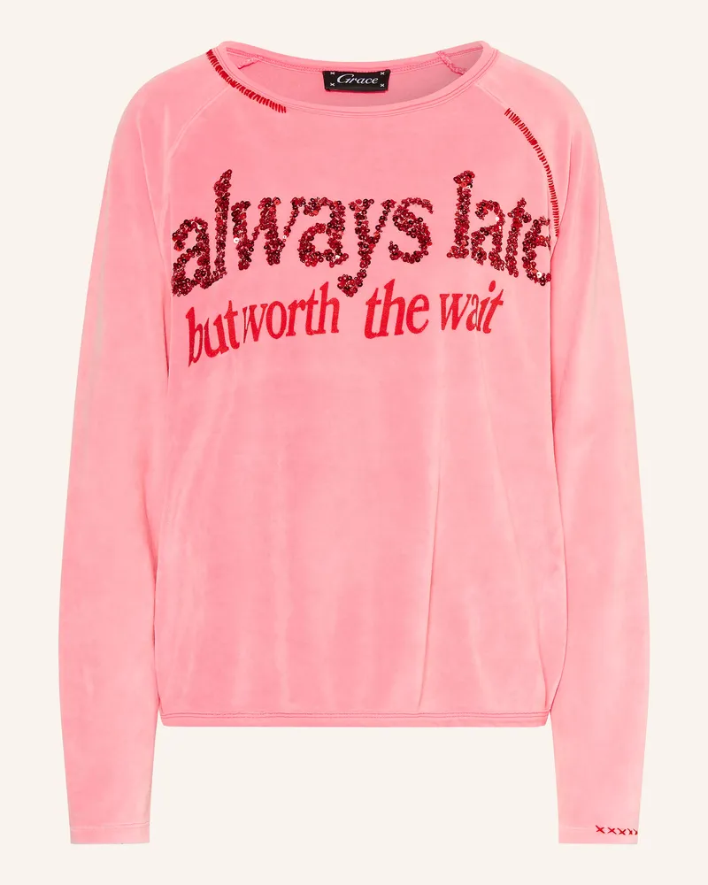 Grace Nickishirt Always Late Mit Pailletten pink Pink