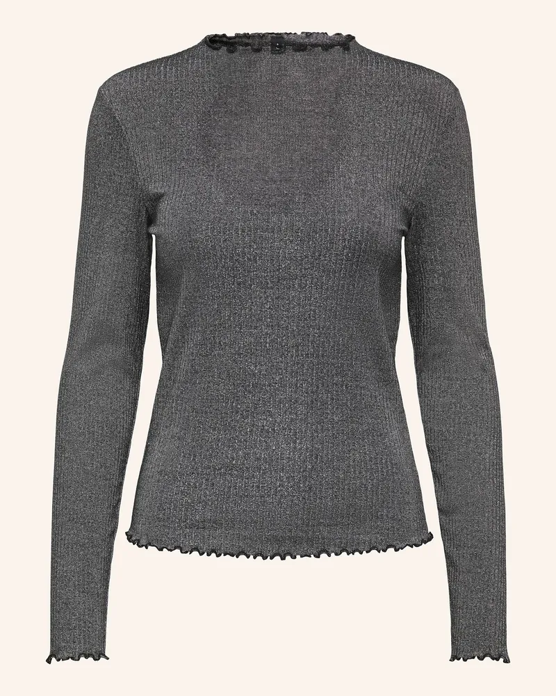 only Longsleeve mit Glitzergarn Dunkelgrau