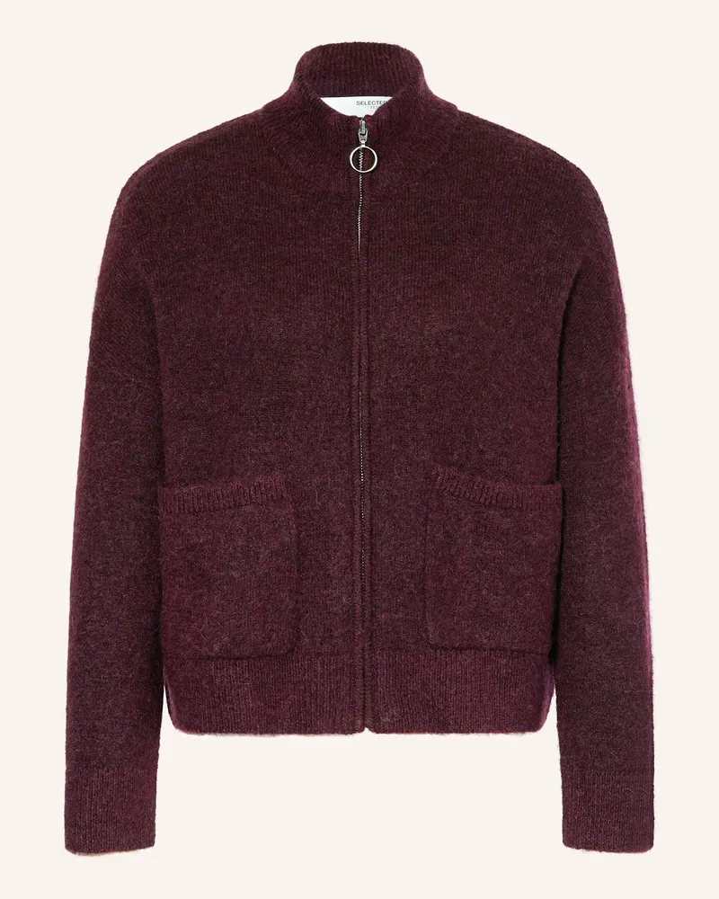 Selected Strickjacke mit Alpaka Dunkellila
