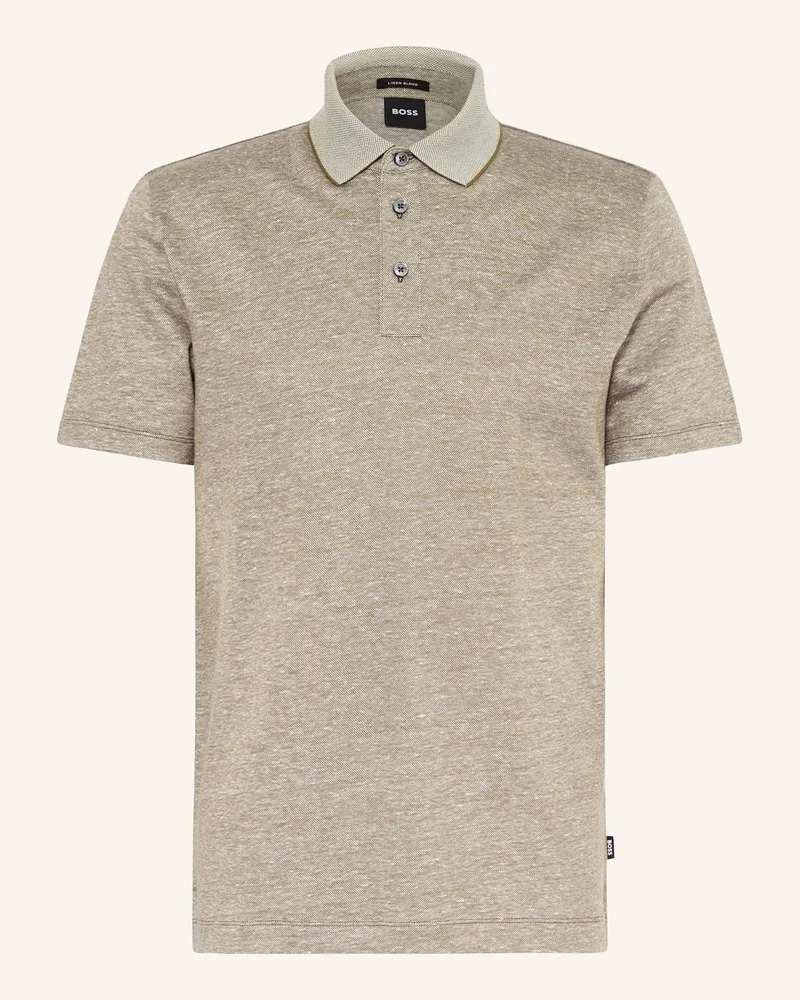 HUGO BOSS Piqué-Poloshirt PRESS mit Leinen Khaki