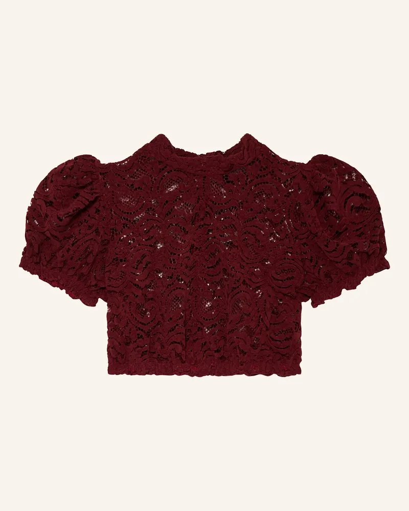 KINGA MATHE Dirndlbluse Pina Aus Lochspitze rot Dunkelrot