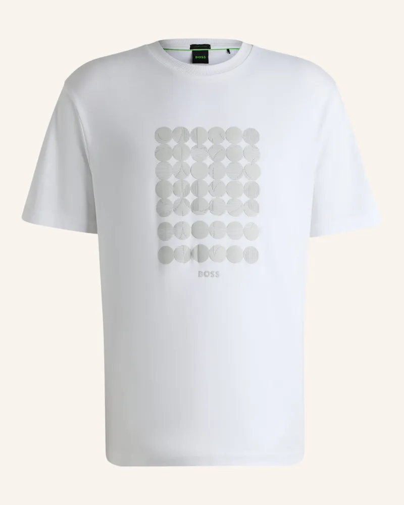 HUGO BOSS T-Shirt TEE PRINT STRIPED C Relaxed Fit Weiss